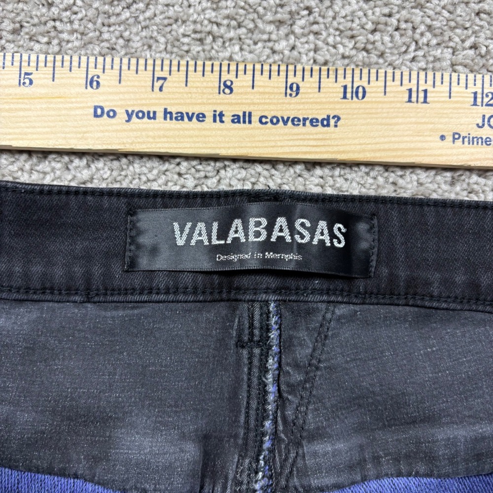 Valabasas Mens Patchwork Stacked Flare Jeans Black Blue Purple 36 Distressed - Picture 3 of 9